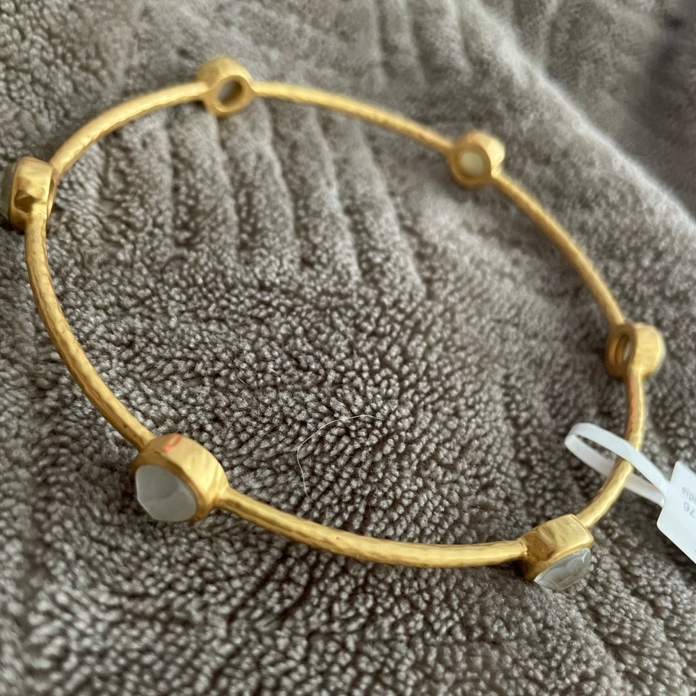 Julie Vos Gold Bangle Bracelet with White Stones - Picture 3 of 4